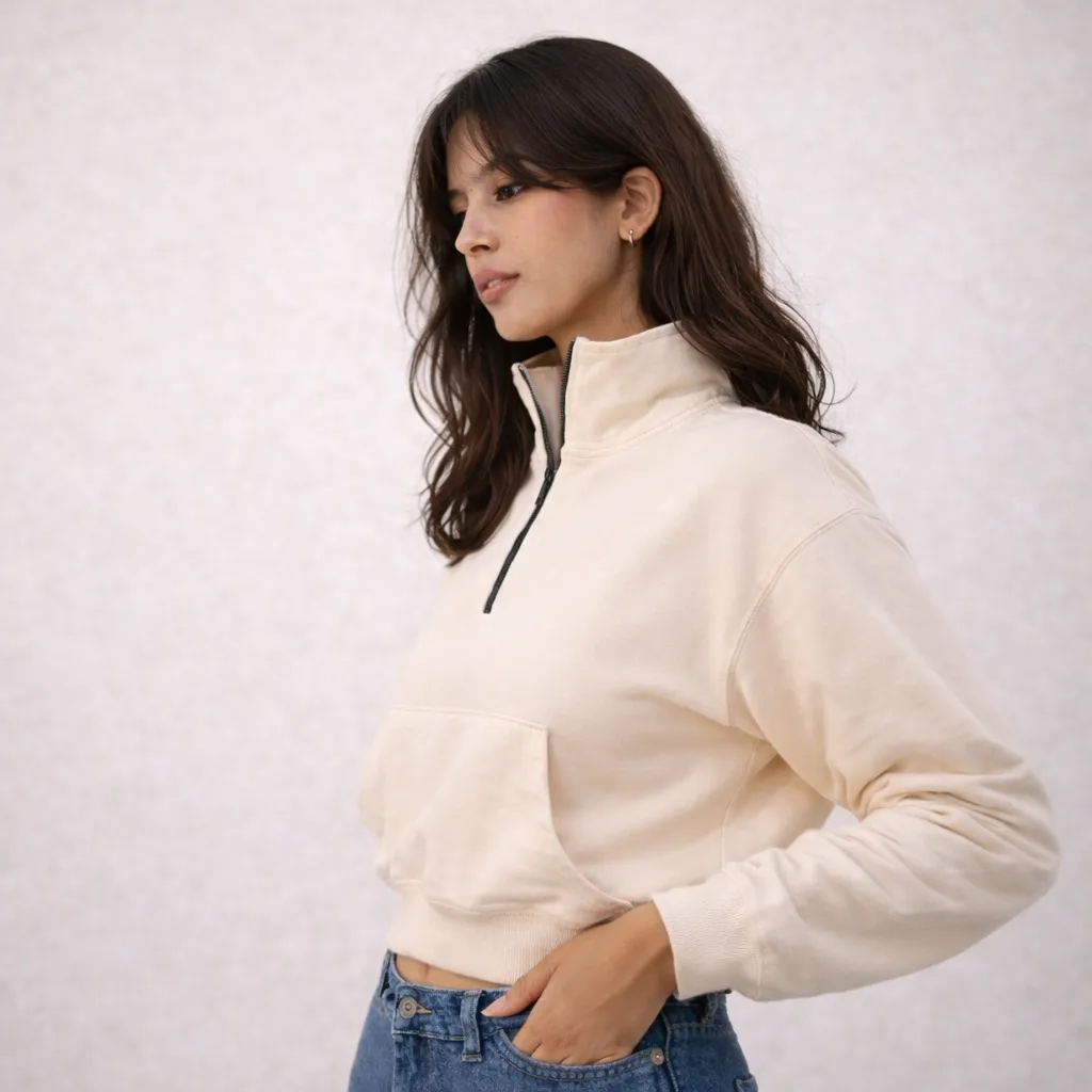 Cream Crop Zippers
